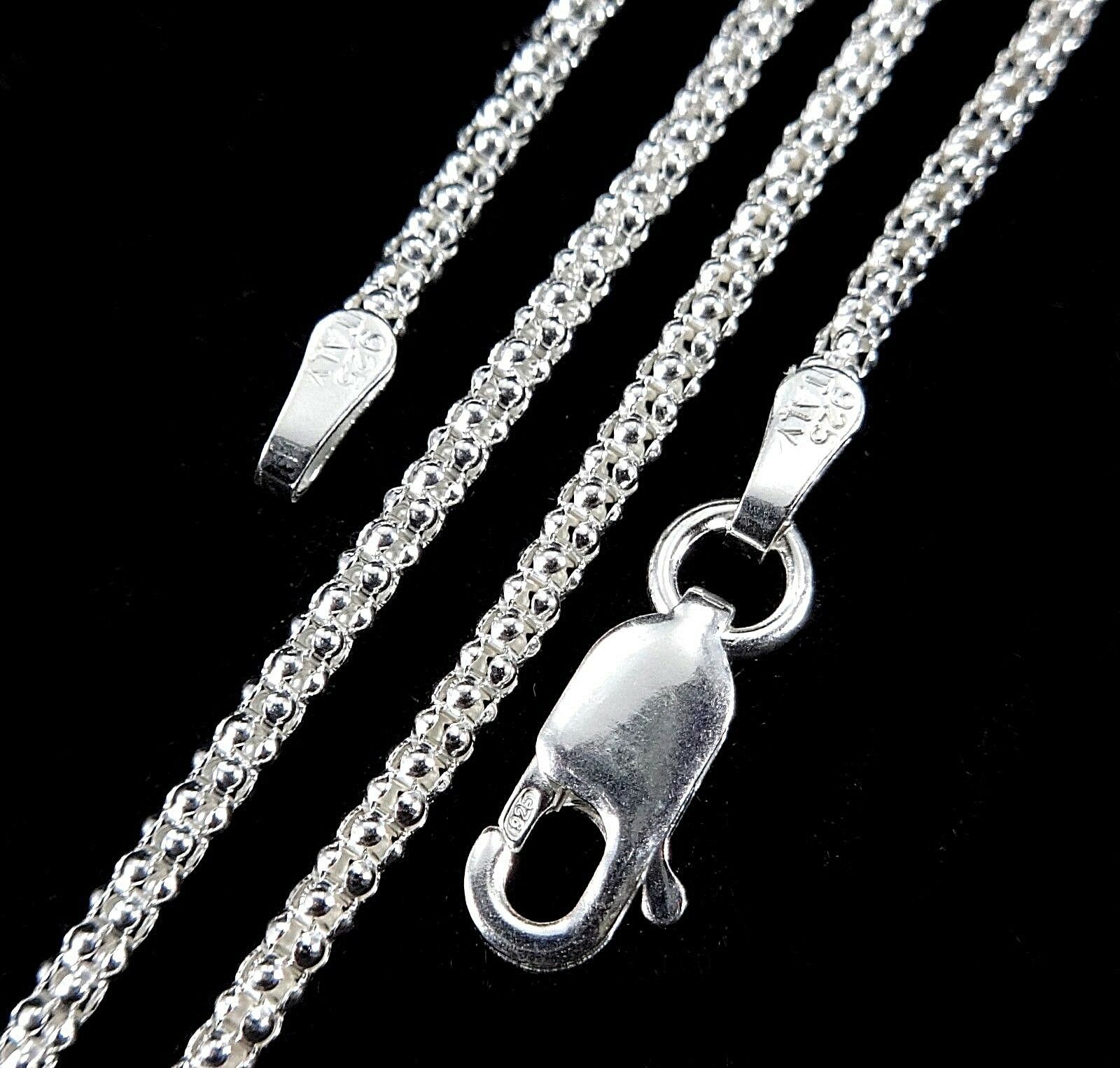 1.8MMSolid Genuine 925 Sterling Silver Italian POPCORN CHAIN Necklace 