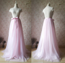 Floor Length Tulle Skirt, Womens Pink Long Tulle Skirt Outfit ,Custom Plus Size image 2