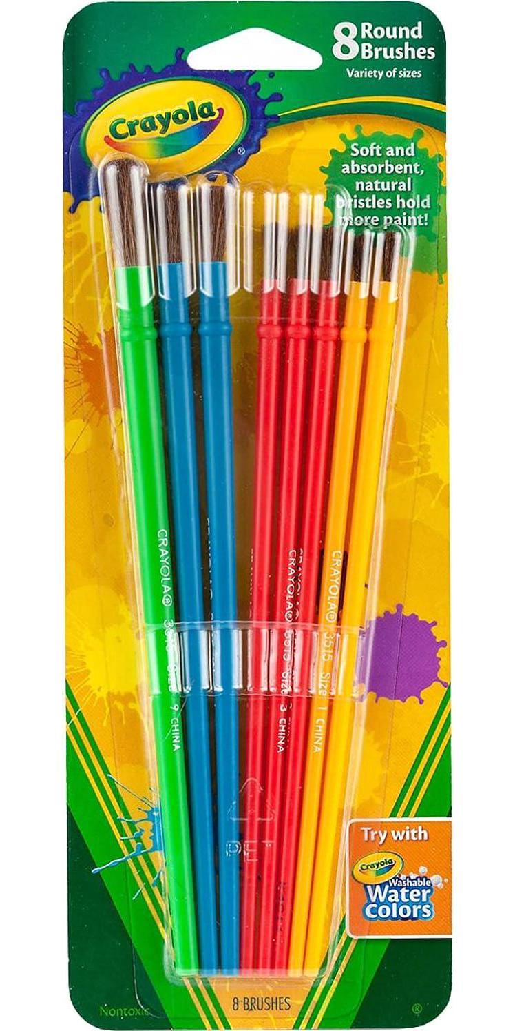 Crayola 12-Pack Multiple Sizes Natural Bristle Round Paint Brush (Brush  Set) at