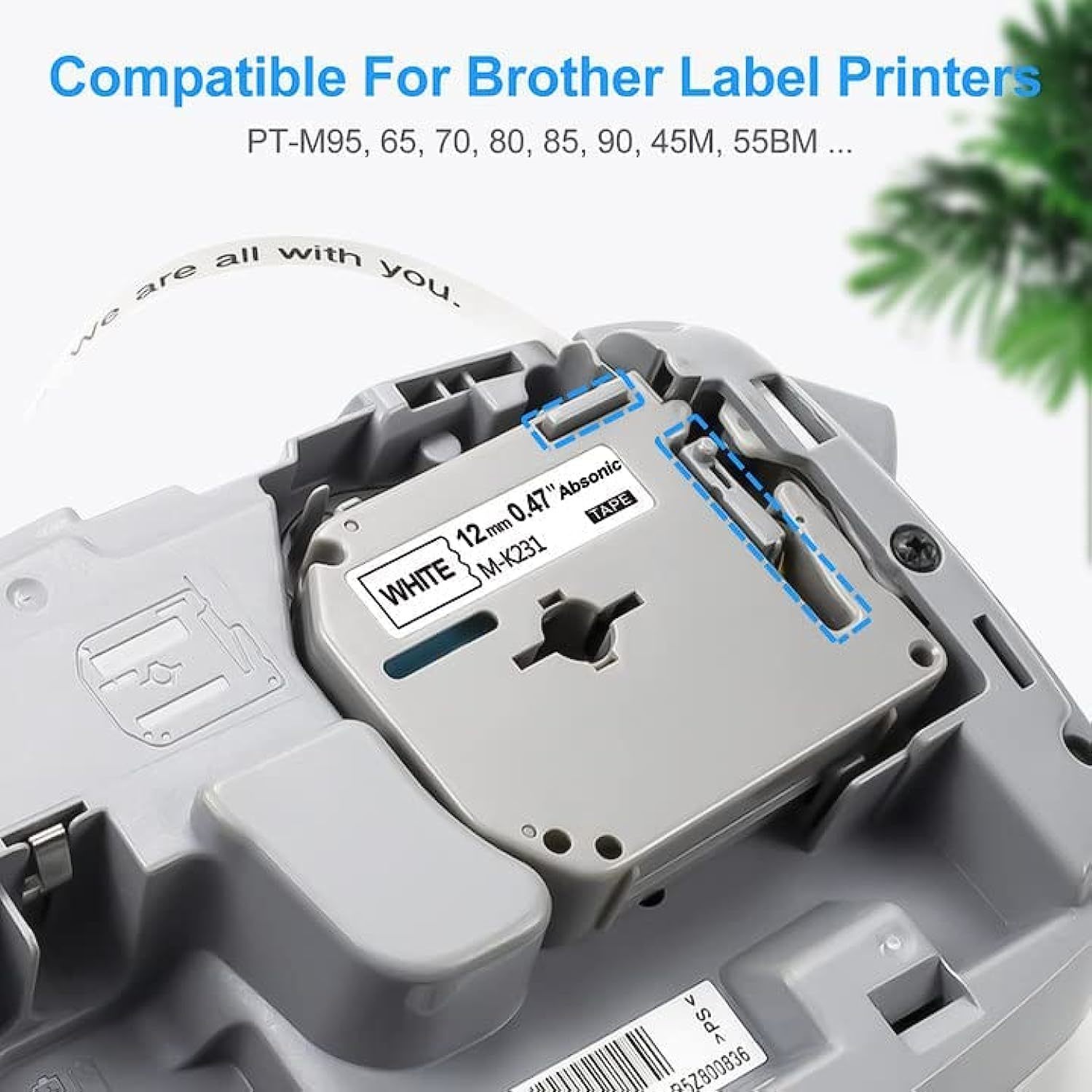 6Pack Compatible MK231S Label Maker Tape Replacement For Brother P Touch M 12M Label Maker