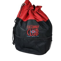 Walt Disney Castaway Club Disney Cruise Line Drawstring Bag Red Black Travel Bag - $15.18