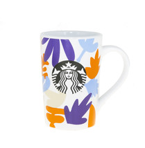 Starbucks Orange Blue Leaf Foliage Logo Ceramic Handle Coffee Cup Mug 12 oz - $32.66