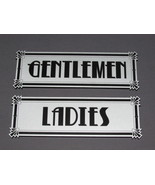 Restroom Wood Door Signs Set Grey &amp; Black Ladies &amp; Gentlemen Deco Style - $39.95