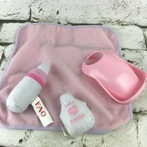 Baby Doll Accessories Lot Of 4 Blankie Plush Bottle Diaper Powder Bib Pr... - $9.89