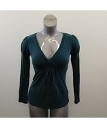 RW &amp; CO. Women&#39;s V Neck Long Sleeve Top Size Small Teal Tencel Blend - $12.58