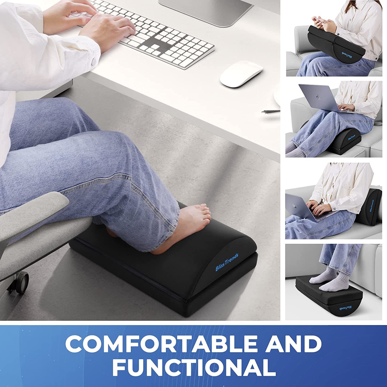 NINEL Foot Rest for Under Desk at Work - Ergonomic Memory Foam Office Foot  Re
