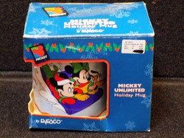 Mickey Unlimited Holiday Mug Hang on Pluto Minnie Mouse Coffee Cup Sled ... - $19.79
