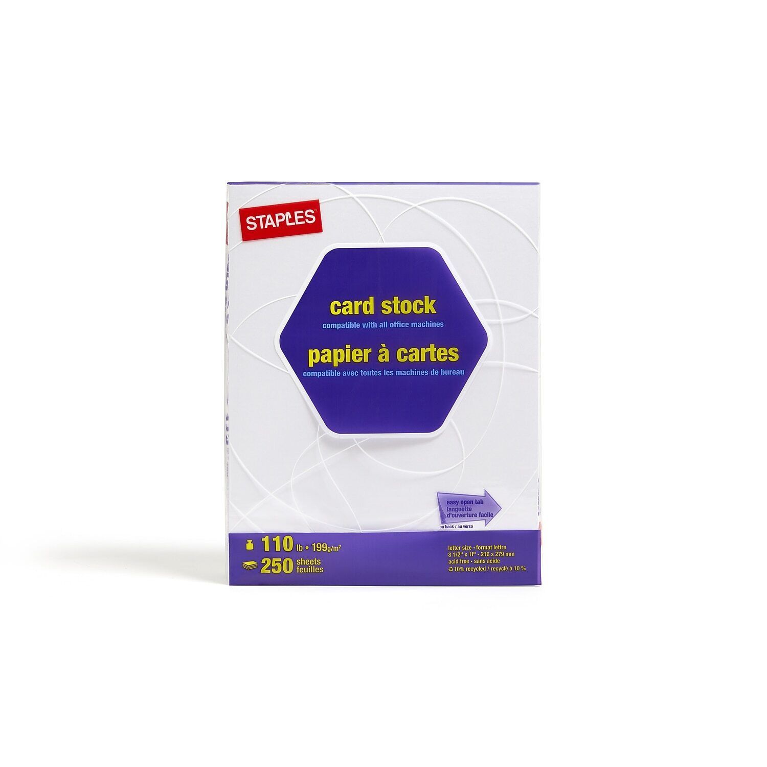 Staples Cardstock Paper 110 lbs 8.5 x 11 Canary 250/Pack (49704