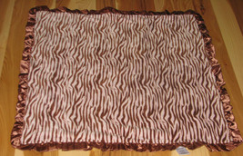 Vitamins Baby Girl Blanket Pink Brown Fleece Minky Zebra Animal Ruffle Satin - $29.29