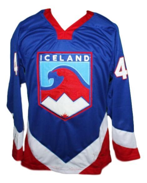 Team iceland new men hockey jersey blue any size   1
