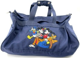Walt Disney Duffle Bag with Mickey Minnie Donald Pluto Goofy Excellent Navy Blue - $34.64