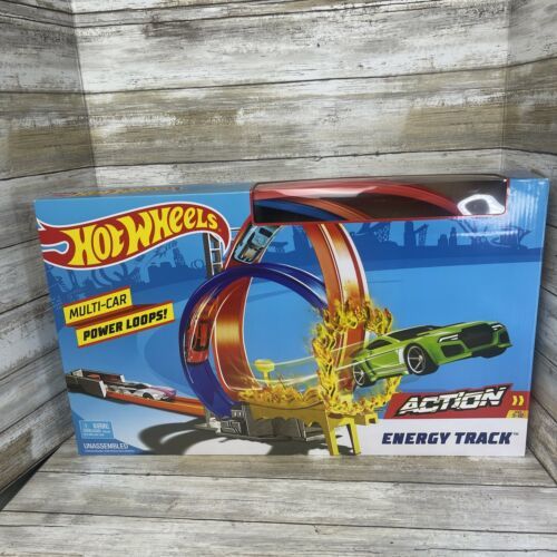 Hot Wheels Action Energy Track Double Power Loops Track Set 3 Cars