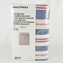 Ikea Smalstakra Full/Queen Duvet Cover w/2 Pillowcases Bed Set Blue Red Stripe - $54.35