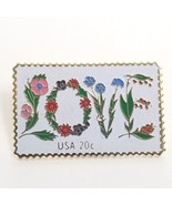 VTG LOVE Flowers Leaves Letters USPS 20 Cent Postage Stamp Pin Blue Red ... - $9.99