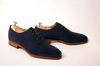 New Handmade Mens good year welted sole suede dress shoes men navy blue ...