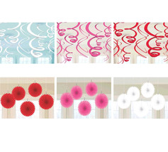 HAPPY VALENTINE Party Supplies ~ Hanging Swirl Decorations, Mini Paper F... - $1.99