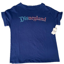 Disneyland Rhinestone Jewel Bling American Flag Logo USA Tee T-Shirt July 4th XS - $19.70
