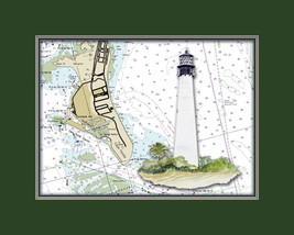 Cape Florida Lighthouse and Nautical Chart High Quality Canvas Print - $14.99+