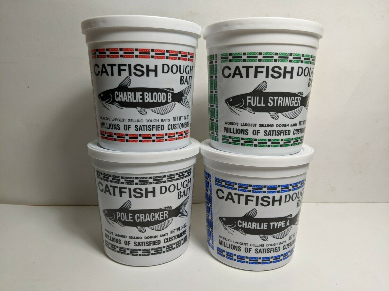 Catfish Charlie Dough Bait (4 Tubs) Blood Cheese Pole Cracker Full