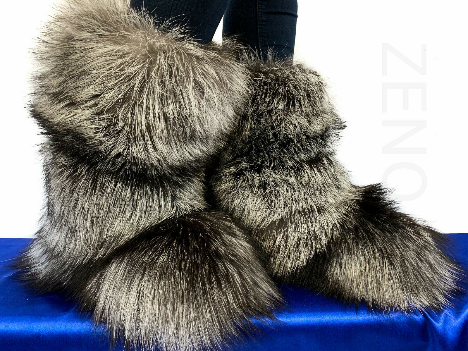 double-sided silver fox fur boots for outdoor eskimo fur boots arctic boots