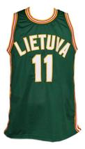 Arvydas Sabonis Lietuva Custom Basketball Jersey New Sewn Green Any Size image 4