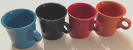 FIESTA HLC USA Set 4 Multicolor Ceramic Ring Handle Coffee Java Mug 3 1/2&quot; - $21.77