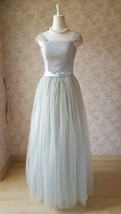 Elegant Gray Cap Sleeve A-line Tulle Bridesmaid Dress Gray Wedding Tutu Dress