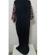 KEVIN BENNETT Dress Vintage Couture Blue Silk W/Lace Sleeve Maxi XL - $179.99