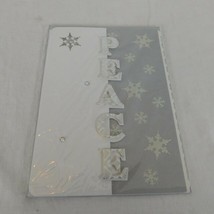 Paper Magic Group Christmas Greeting Card Peace Snowflakes Raised With E... - $4.00