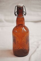 Grolsch Amber Brown Glass Beer Bottle Porcelain Swing Top Lid Bar Barware Vntage - $16.82