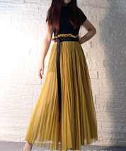 Black Pleated Tulle Midi Skirt Side Slit Black Midi Tulle Skirt by Dressromantic image 12