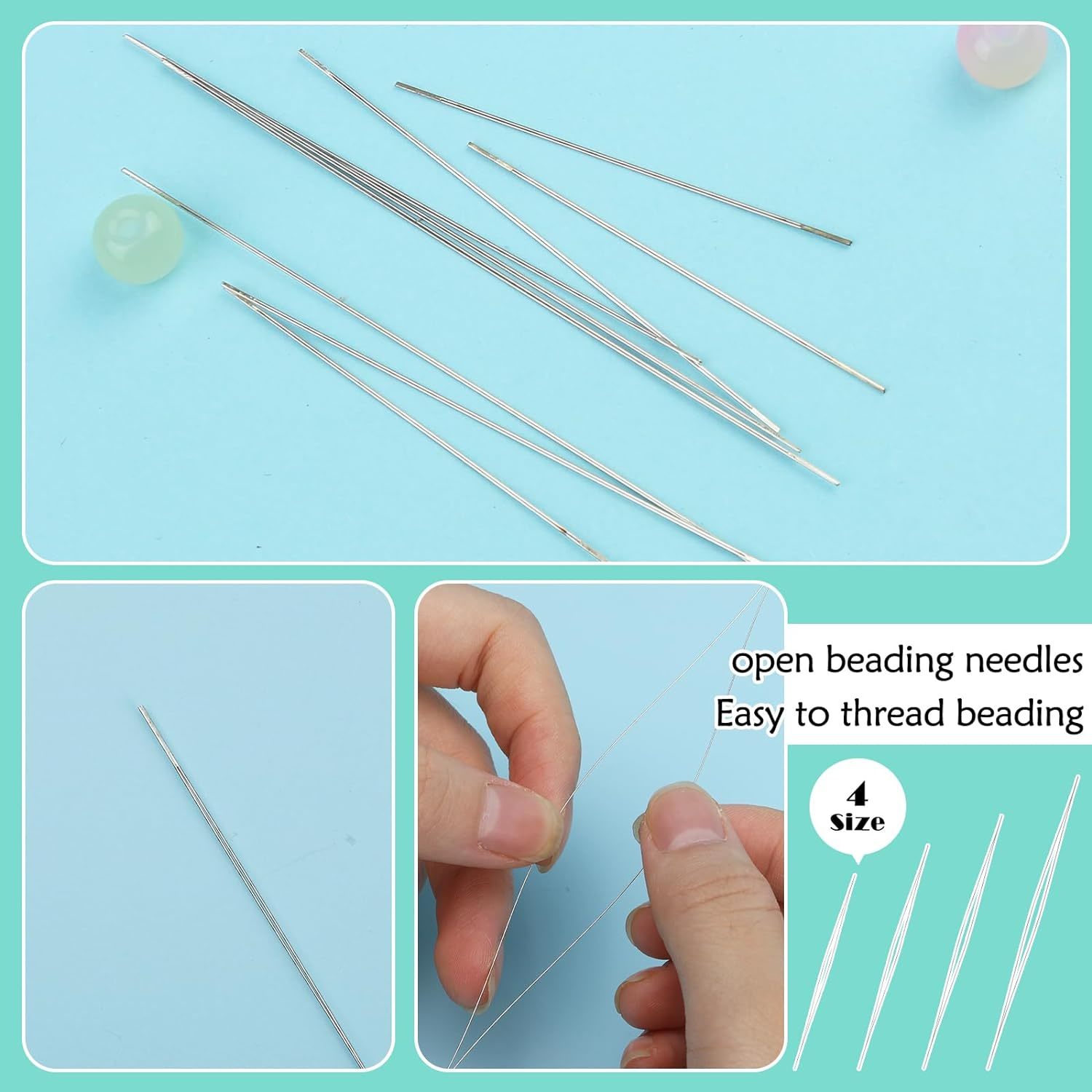 The BeadSmith 5-Inch Big Eye Beading Needles 4-Pack