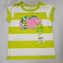 Baby Girl Clothes T Shirt Green Stripe Applique Hippo Hippopotamus Carters 0-3 - $8.90