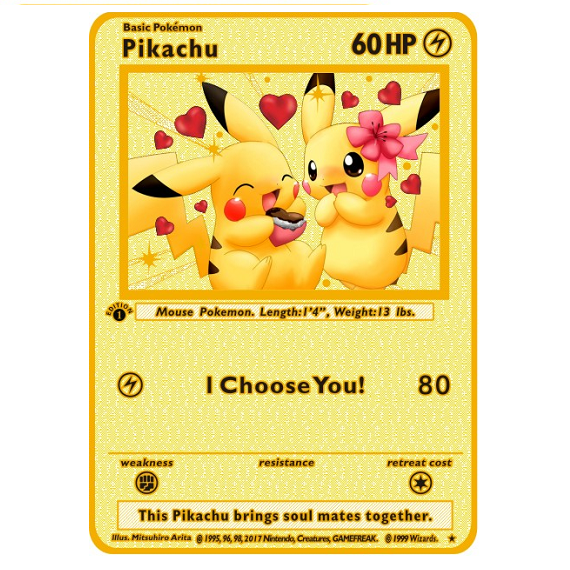 Pokemon Gold Metal Card Pikachu Eevee