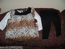 Hart Street Brown Zebra Print Tunic Outfit  Size 12 months Girl&#39;s NEW LA... - $15.20