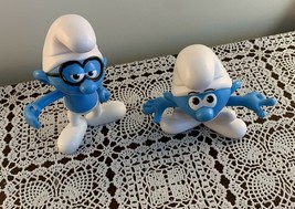 Burger King Kids Meal Toy Two Peyo Smurfs The Lost Village Brainy Smurf Figures - $10.49