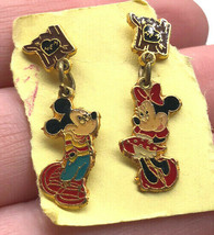 Mickey & Minnie Mouse Earrings Cloisonne Disney Aai Enamel Metal Jewelry Heart - $21.36