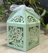 100pcs pearl green leaf Laser Cut wedding gift Boxes with Ribbons,chocolate box - $34.00