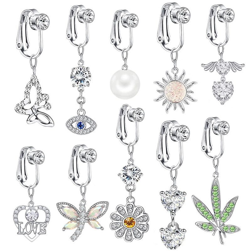 30 Styles Faux Fake Belly Button Rings Belly Piercing Clip On Umbilical Navel Fa Body Jewelry 8823