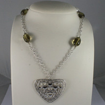 .925 SILVER RHODIUM NECKLACE WITH WHITE PEARLS, SMOKY QUARTZ AND HEART P... - $83.30