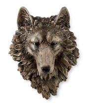 Wolf Head Wall Plaque Brown Resin 14.57" High Wall Weathered Wild Animal Power