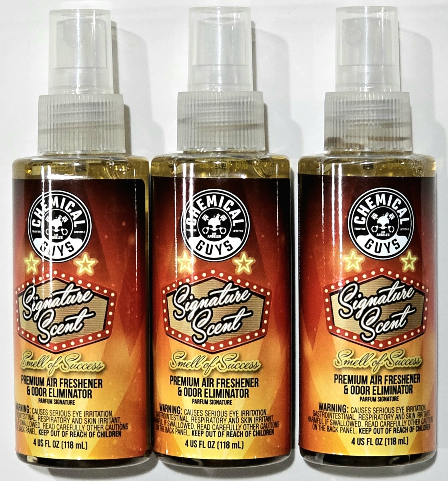3 Pack Chemical Guys Signature Scent Smell Success Air Freshener Odor