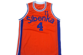 Drazen Petrovic #4 Sibenka Croatia Men Basketball Jersey Orange Any Size image 1