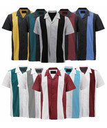 Men’s Vintage Casual Two Tone Button Down Classic Retro Guayabera Bowlin... - $14.65