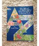 Dover Floral Alphabet Adult Coloring Book Embroidery Painting Monograms - $6.99