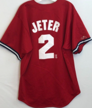 Derek Jeter #2 New York Yankees Vintage MLB Majestic White 90s Red Jersey L - $64.35