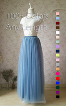 DUSTY BLUE Tulle Maxi Skirt High Waisted Dusty Blue Wedding Skirt (US0-US30) image 11