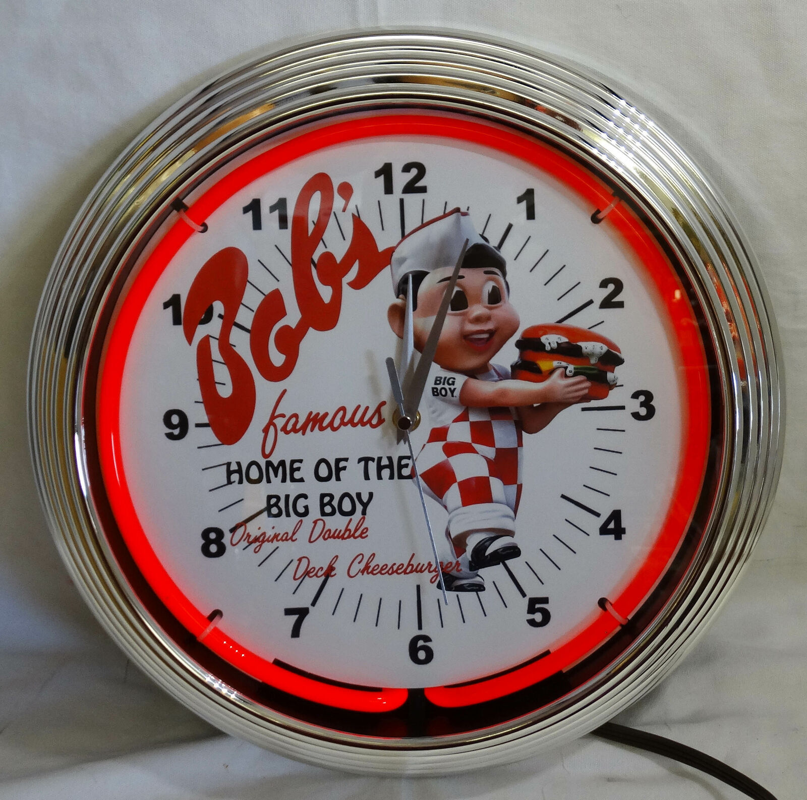 Primary image for Bob's Big Boy Original Double Deck Cheeseburger Red Single Neon Clock