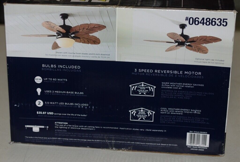 Harbor Breeze 0648635 Waveport 52 Inch Indoor Covered Outdoor Aged