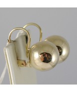 18K YELLOW GOLD LEVERBACK EARRINGS WITH BALLS BALL 12 MM DIAMETER MADE IN ITALY - $392.92